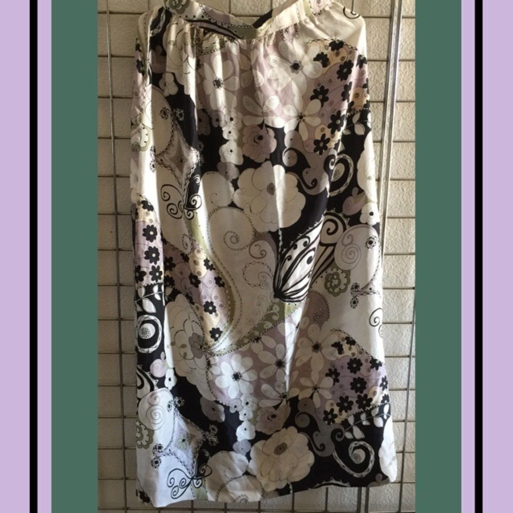 Vintage Handmade Silky Floral Full Skirt 28W - Picture 3 of 4